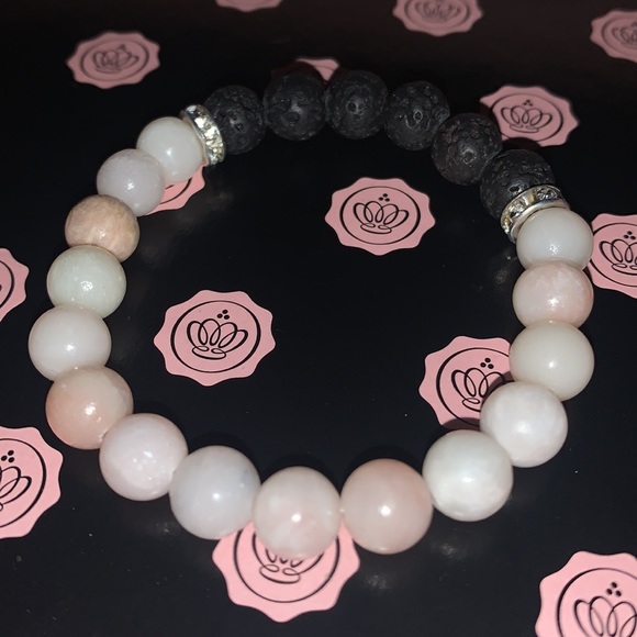🪬2/$20🪬 AAA Grade Nat 8mm Pink Opal & Lava Stone Stretch Aromatherapy Bracelet - Picture 5 of 12